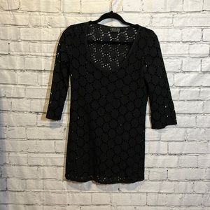 Black Eyelet Lace Mini Dress